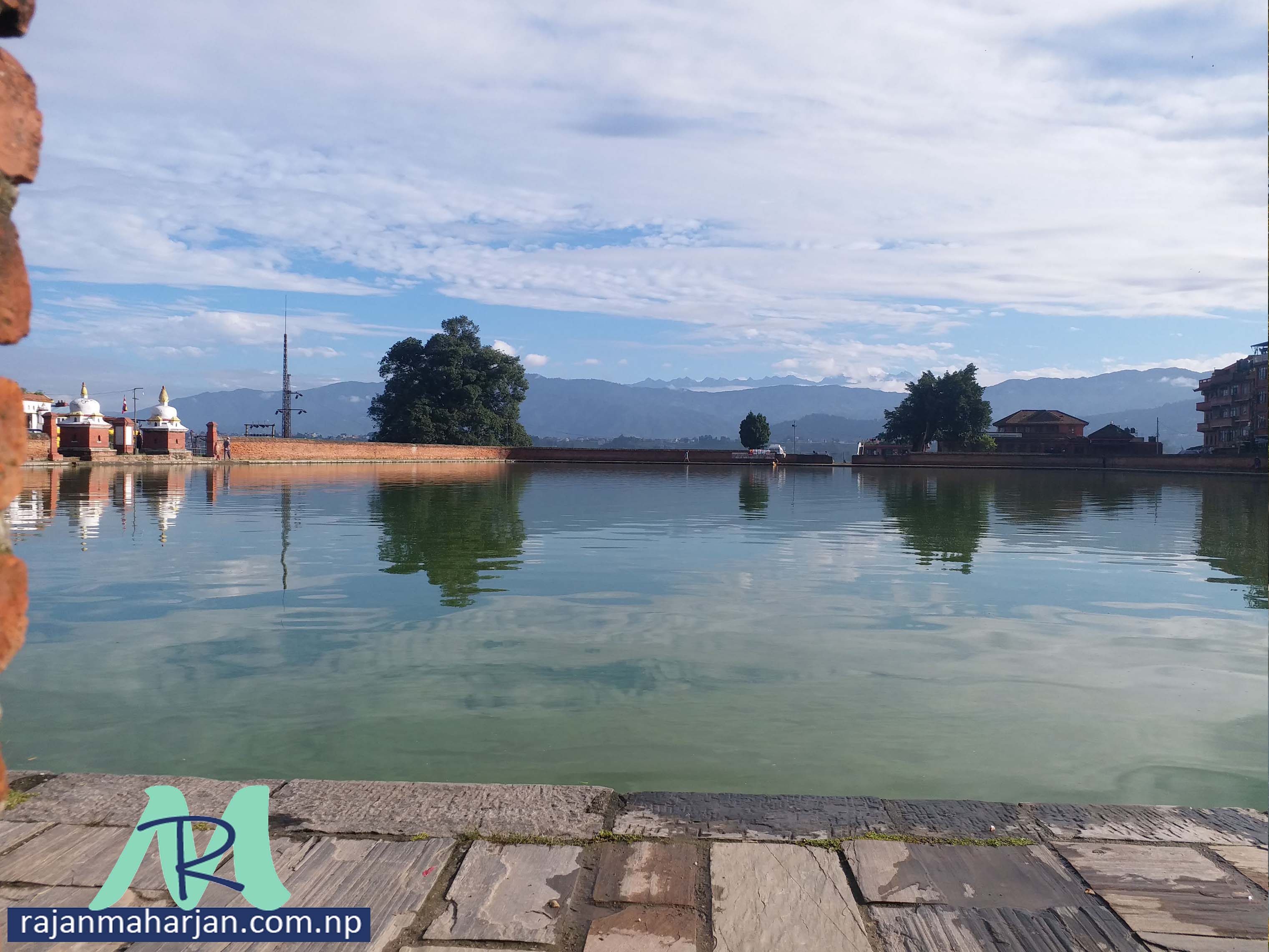 Reflections at a heritage pond in Bhaktapur