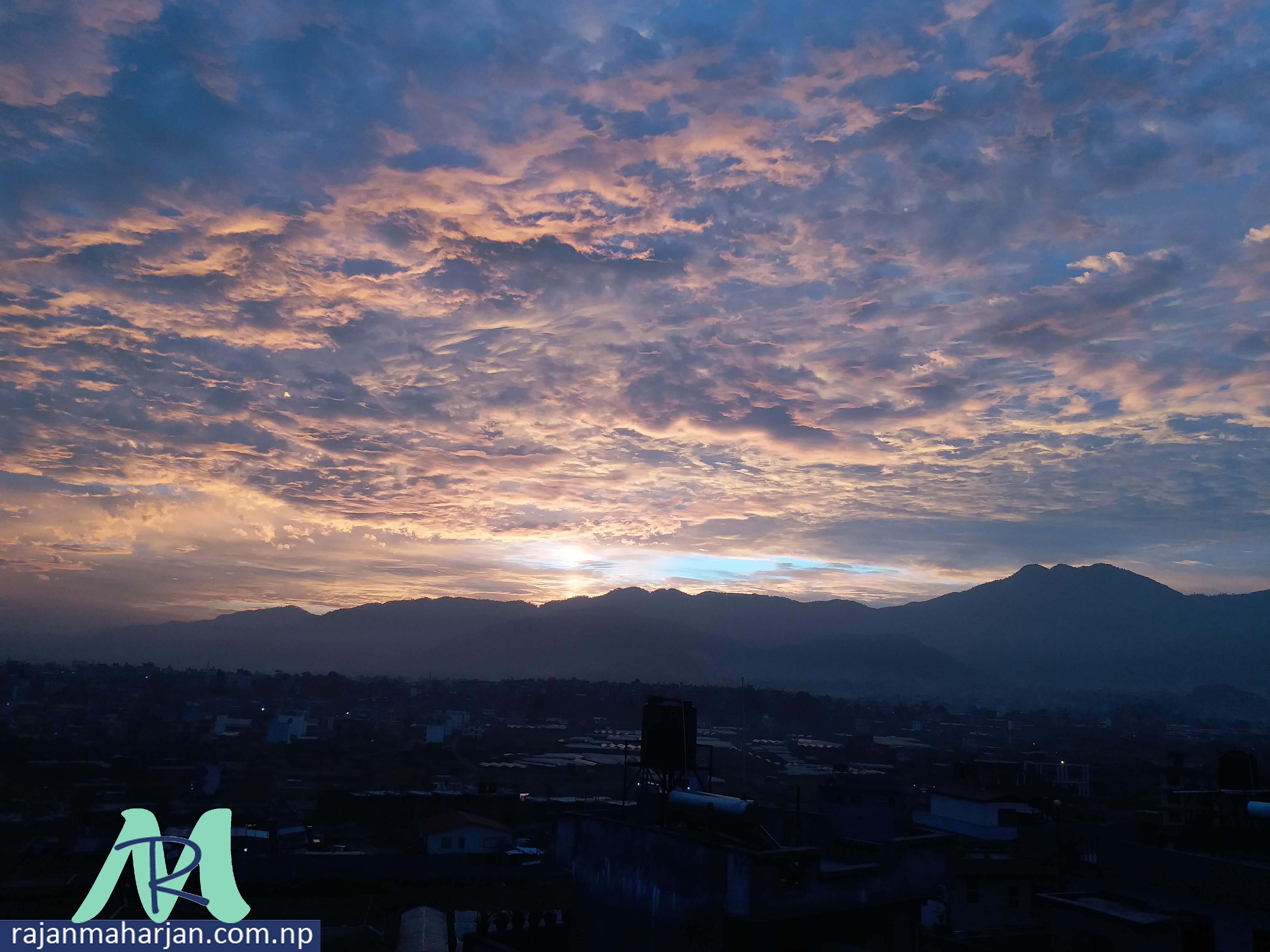 Blue sky at sunrise